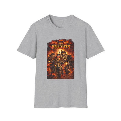 Hellcats Biker Gang Funny Cat T-Shirt — Fiery Demon Cat Band Tee