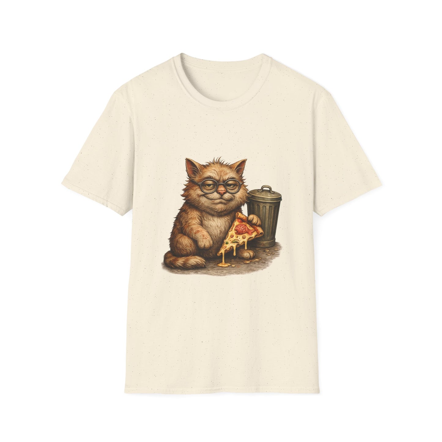 Danny DeVito Cat Parody— Cute Cat with Glasses & Pizza Graphic Tee