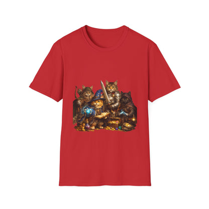 D&D Cats Party Funny Parody T-Shirt — Cute RPG Kitty Wizards & Warriors Tee