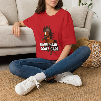 Barn Hair, Don't Care Funny Equestrian T-Shirt