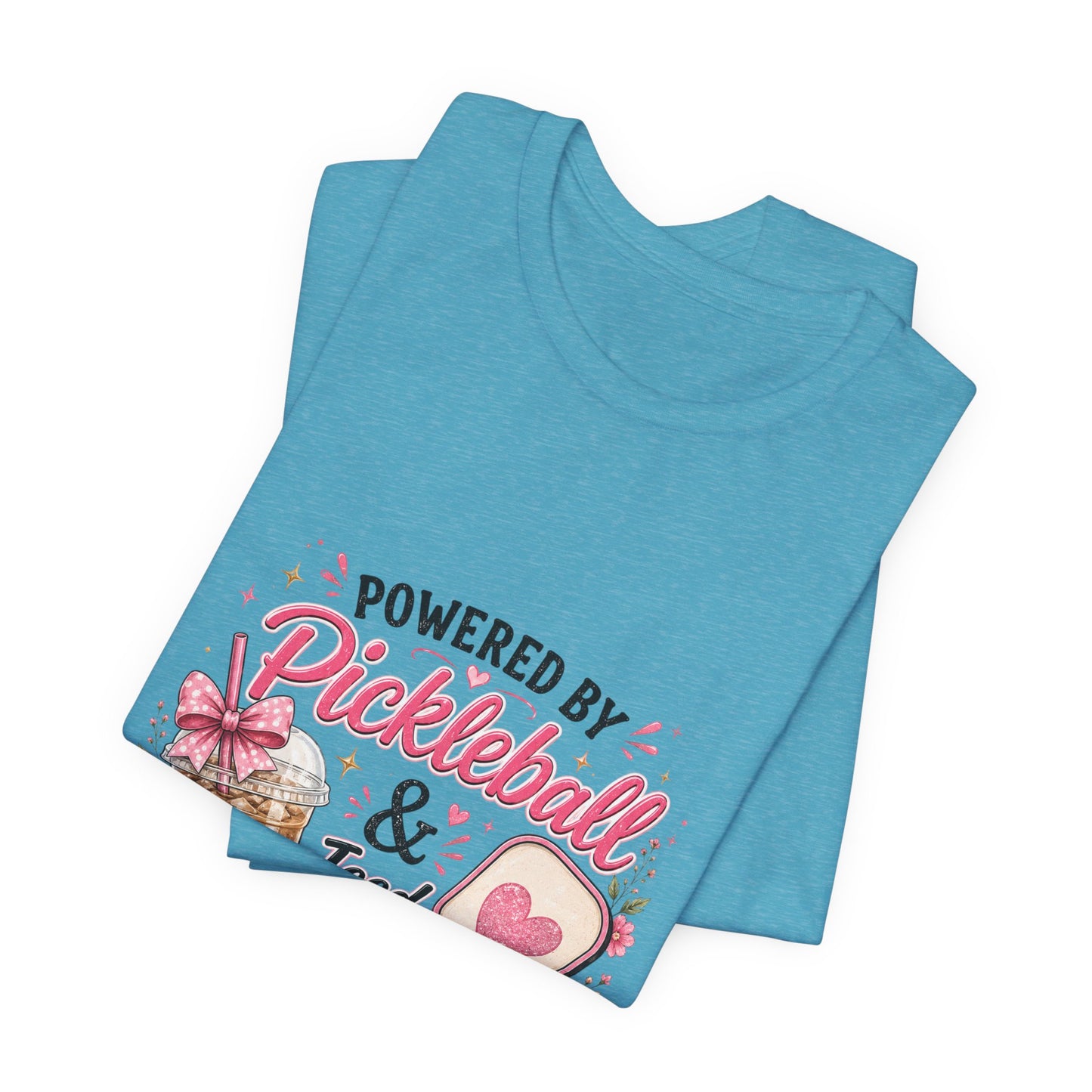 Pickleball & Iced Coffee Tee — 'Powered by Pickleball & Iced Coffee' Graphic Shirt