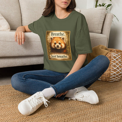Breathe Red Panda T‑Shirt — "Breathe. Just breathe." Relaxation Tee