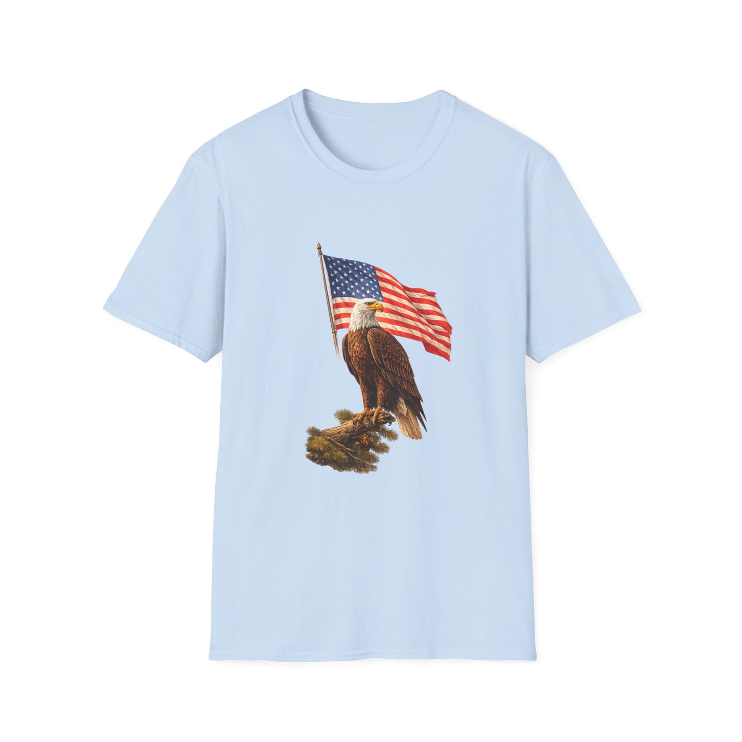 Eagle & American Flag T-Shirt — Patriotic Bald Eagle Tee for 4th of July