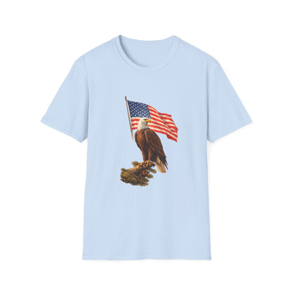 Eagle & American Flag T-Shirt — Patriotic Bald Eagle Tee for 4th of July