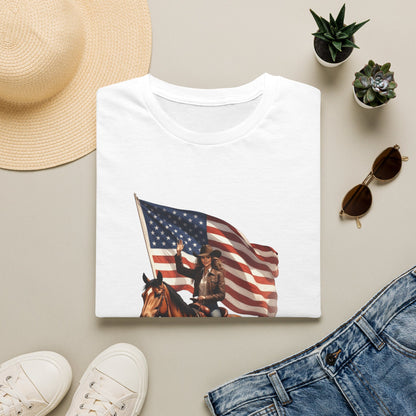 Patriotic Cowgirl American Flag Rodeo T-Shirt