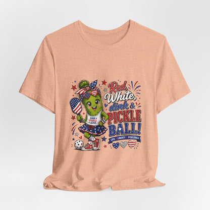 Red, White, Dink & Pickleball Funny Patriotic T-Shirt