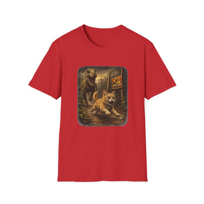 Jurassic Park Cats T‑Shirt — Retro Dino & Cat Mashup Tee