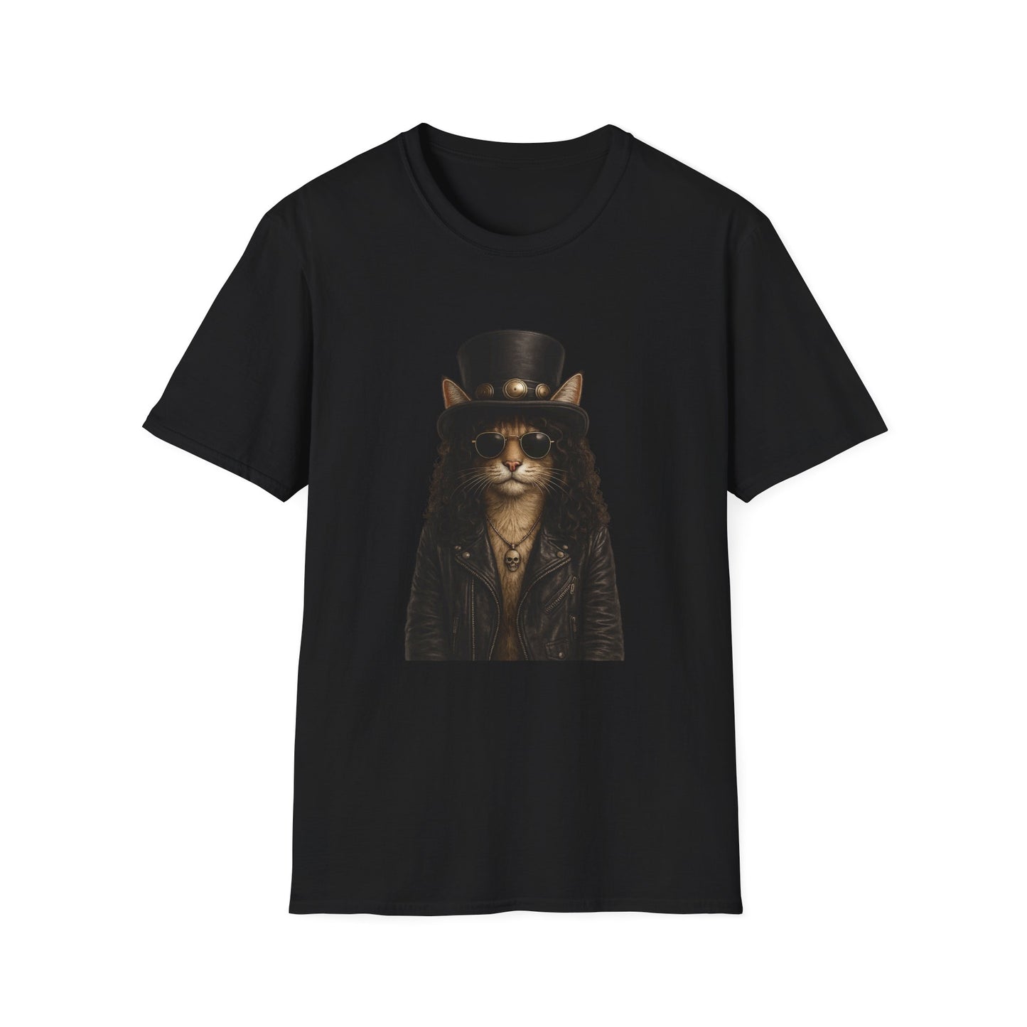 Slash Cat Parody — Vintage Top Hat Guitarist Cat Graphic T‑Shirt