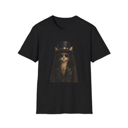 Slash Cat Parody — Vintage Top Hat Guitarist Cat Graphic T‑Shirt