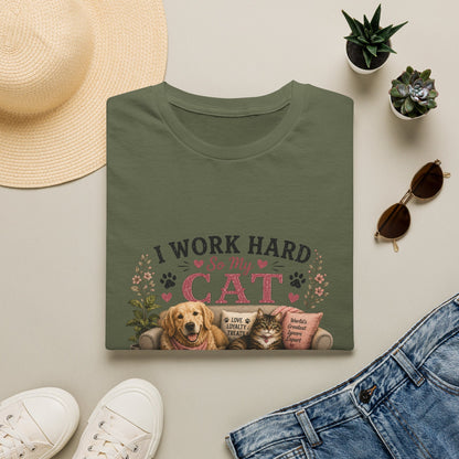 I Work Hard So My Cat Can Ignore Me In Comfort Funny Pet T-Shirt