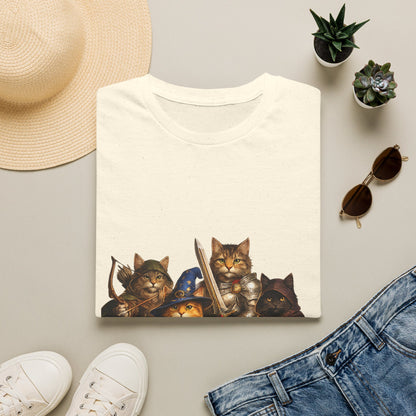 D&D Cats Party Funny Parody T-Shirt — Cute RPG Kitty Wizards & Warriors Tee