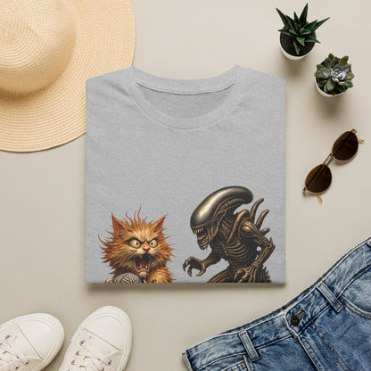 Xenomorph vs. Cat - Alien Graphic T-Shirt — Funny Sci‑Fi Cat Tee