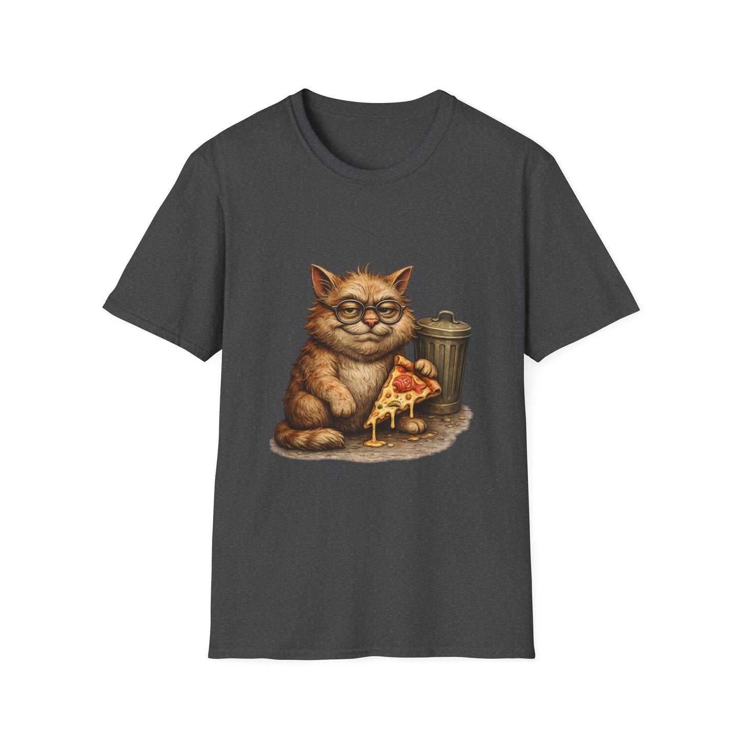 Danny DeVito Cat Parody— Cute Cat with Glasses & Pizza Graphic Tee