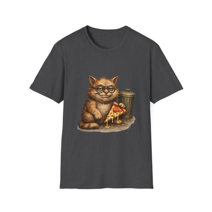 Danny DeVito Cat Parody— Cute Cat with Glasses & Pizza Graphic Tee