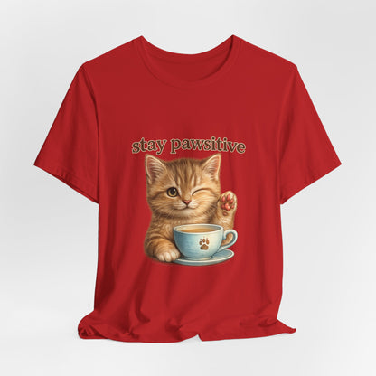 Stay Pawsitive Cute Cat T-Shirt