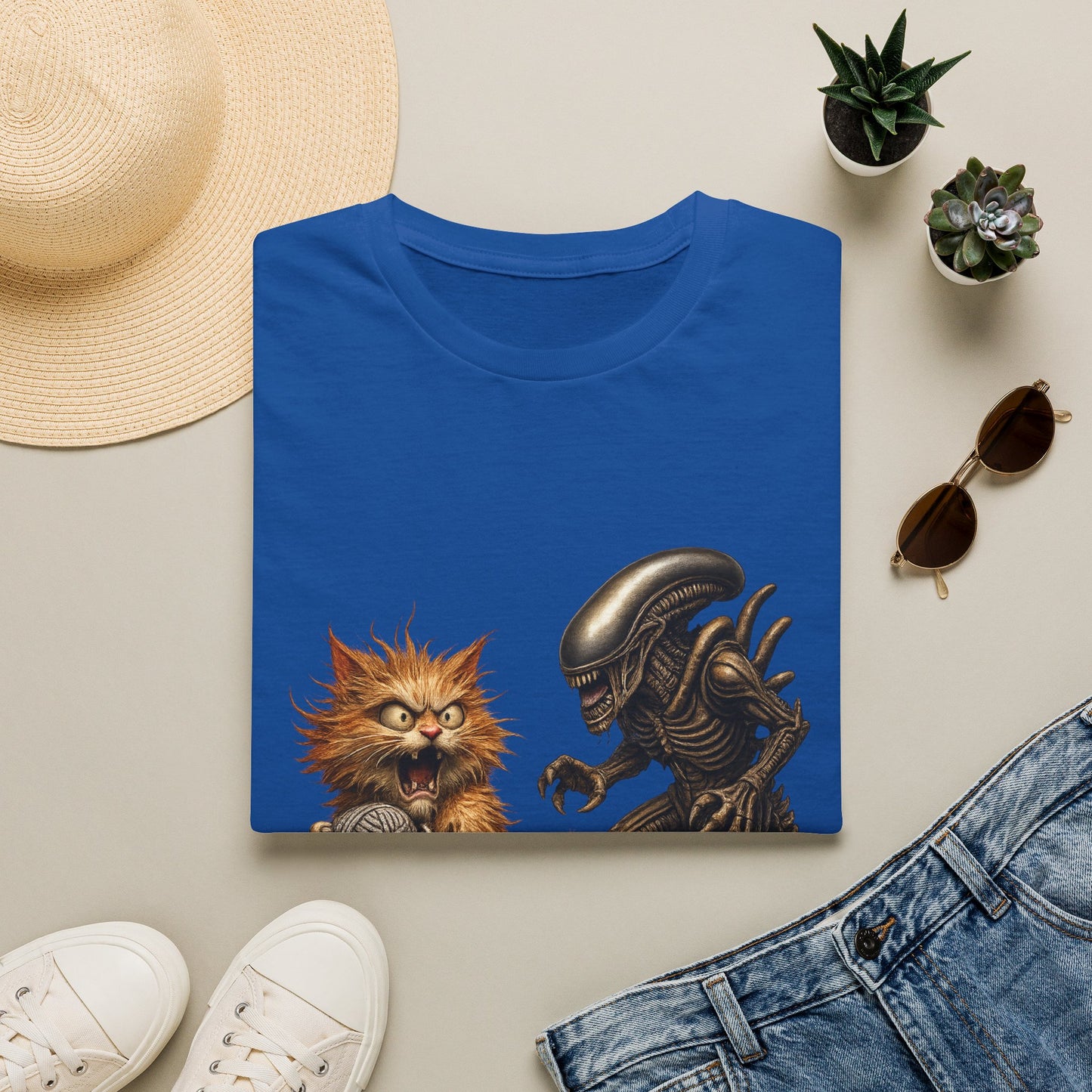 Xenomorph vs. Cat - Alien Graphic T-Shirt — Funny Sci‑Fi Cat Tee
