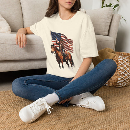 Patriotic Cowgirl American Flag Rodeo T-Shirt