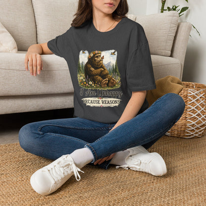 I Am Unhappy Because Reasons Funny Bigfoot T-Shirt