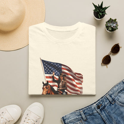 Patriotic Cowgirl American Flag Rodeo T-Shirt