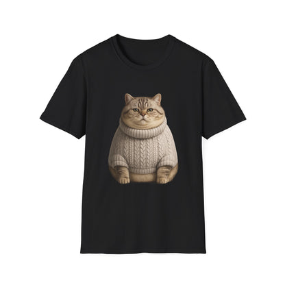 Chonky Sweater Cat - Cat in Cozy Sweater T-Shirt — Funny Cute Cat Graphic Tee
