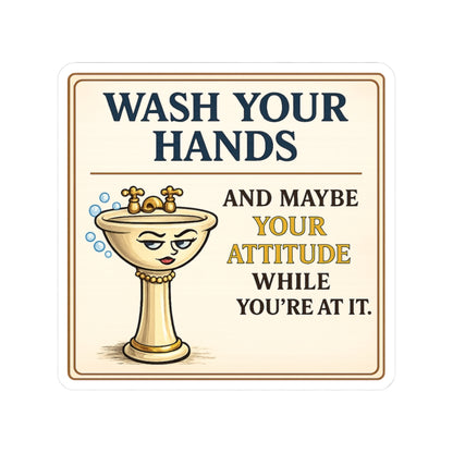 Wash Your Hands and Maybe Your Attitude Funny Sticker