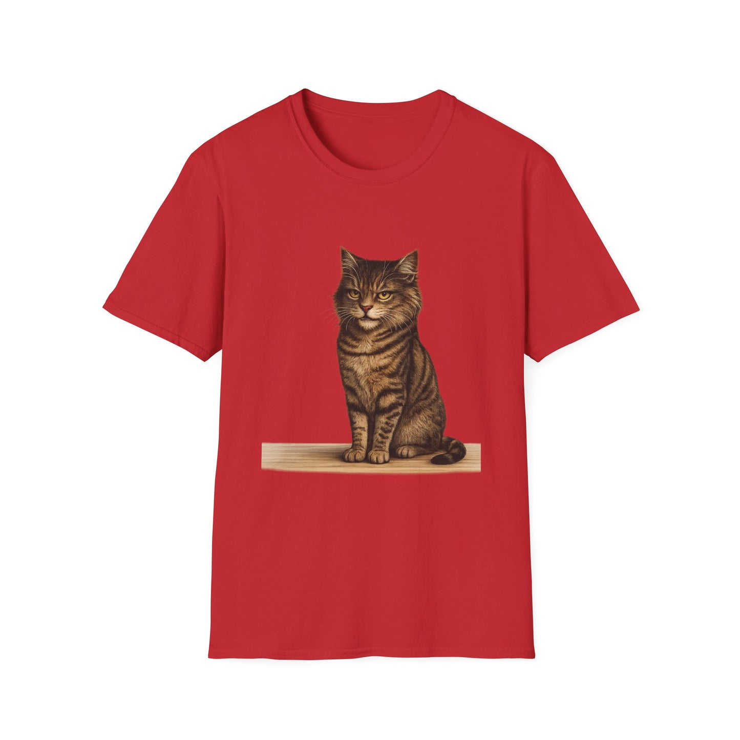 Grumpy Cat Portrait Funny T-Shirt— Realistic Brown Striped Cat Tee for Cat Lovers