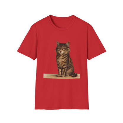 Grumpy Cat Portrait Funny T-Shirt— Realistic Brown Striped Cat Tee for Cat Lovers