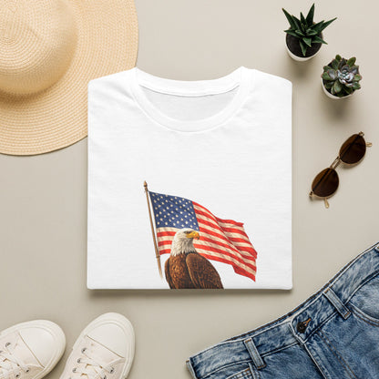 Eagle & American Flag T-Shirt — Patriotic Bald Eagle Tee for 4th of July