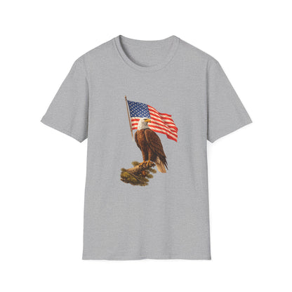 Eagle & American Flag T-Shirt — Patriotic Bald Eagle Tee for 4th of July
