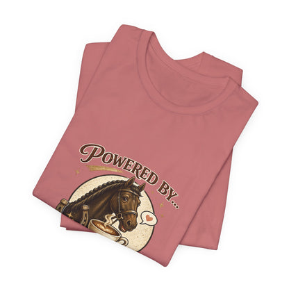 Powered By Coffee & Horses Funny Equestrian T-Shirt