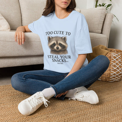 Too Cute to Steal Your Snacks Funny Raccoon T-Shirt