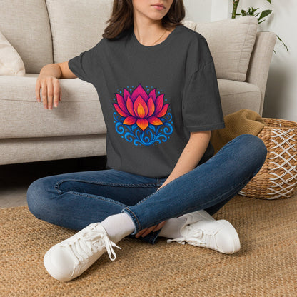 Vibrant Lotus Flower Sacred Indian Art T-Shirt