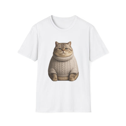 Chonky Sweater Cat - Cat in Cozy Sweater T-Shirt — Funny Cute Cat Graphic Tee